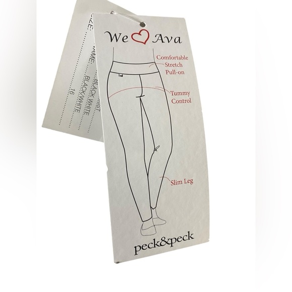 Peck & Peck Monochrome Diamond Pattern Ava Tummy control pull on Pants. SZ-16 - Picture 6 of 9